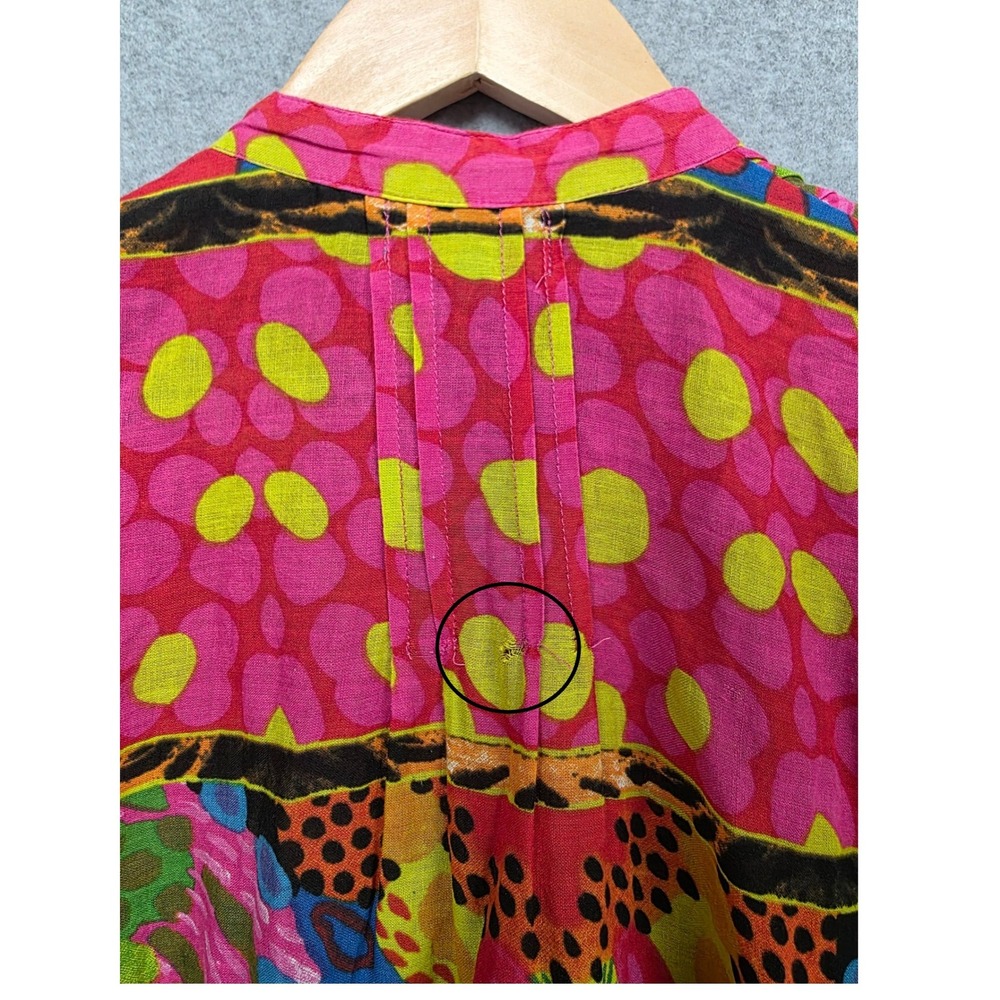 Antica Sartoria Girls Dress M Pink Red Multicolor Beaded Boho Pom Pom Italian - Picture 5 of 8